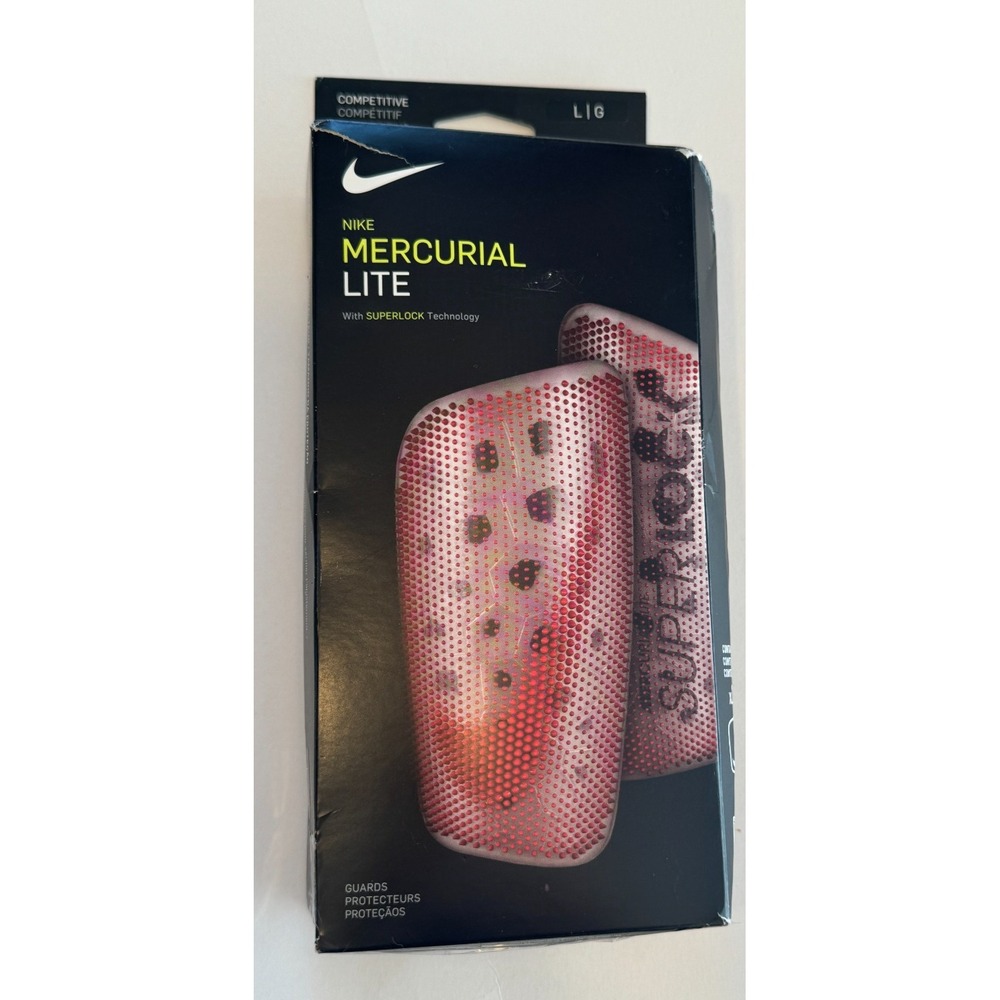 NEW Nike Mercurial Lite Shin Guards With Superlock Red White Adult Size Large